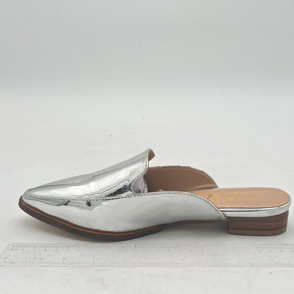 YDN Silver Low Heels Mules Slip On Loafers Pointy Toe Clogs Slide Slipper - Picture 2 of 8